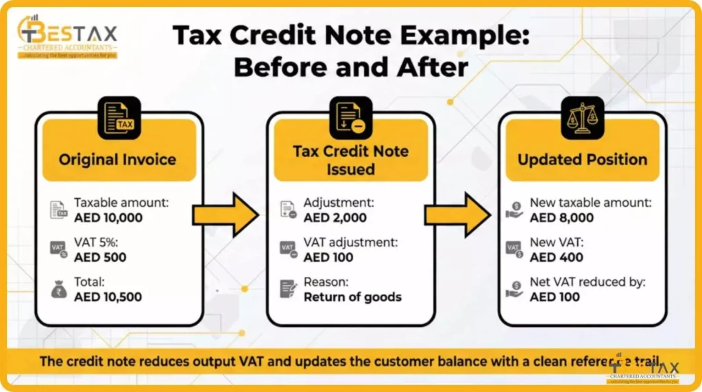 Example of a UAE Tax Credit Note With Numbers