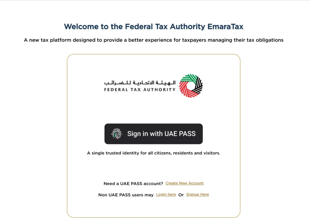 federal tax authority (FTA) EmaraTax Portal