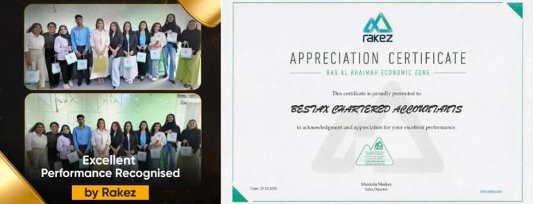 Bestax Chartererd Accountants wins Excellent Performance Recognized by RAKEZ