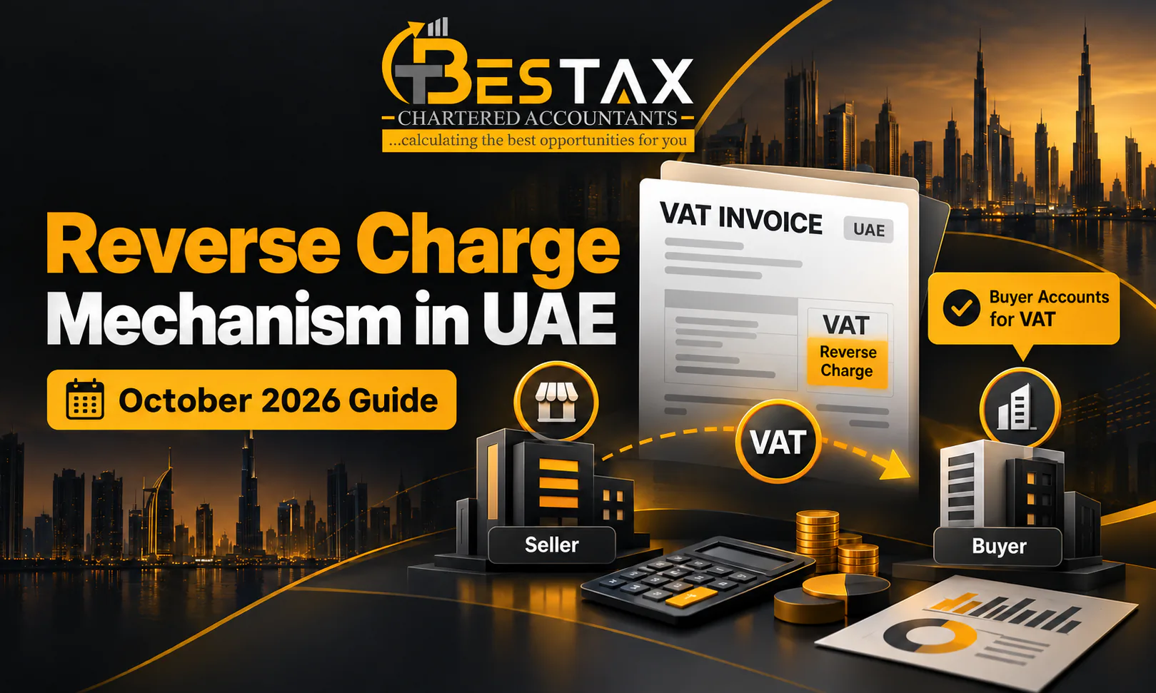 UAE reverse charge updates 2026: VAT invoice marked reverse charge, with the buyer accounting for VAT instead of the seller