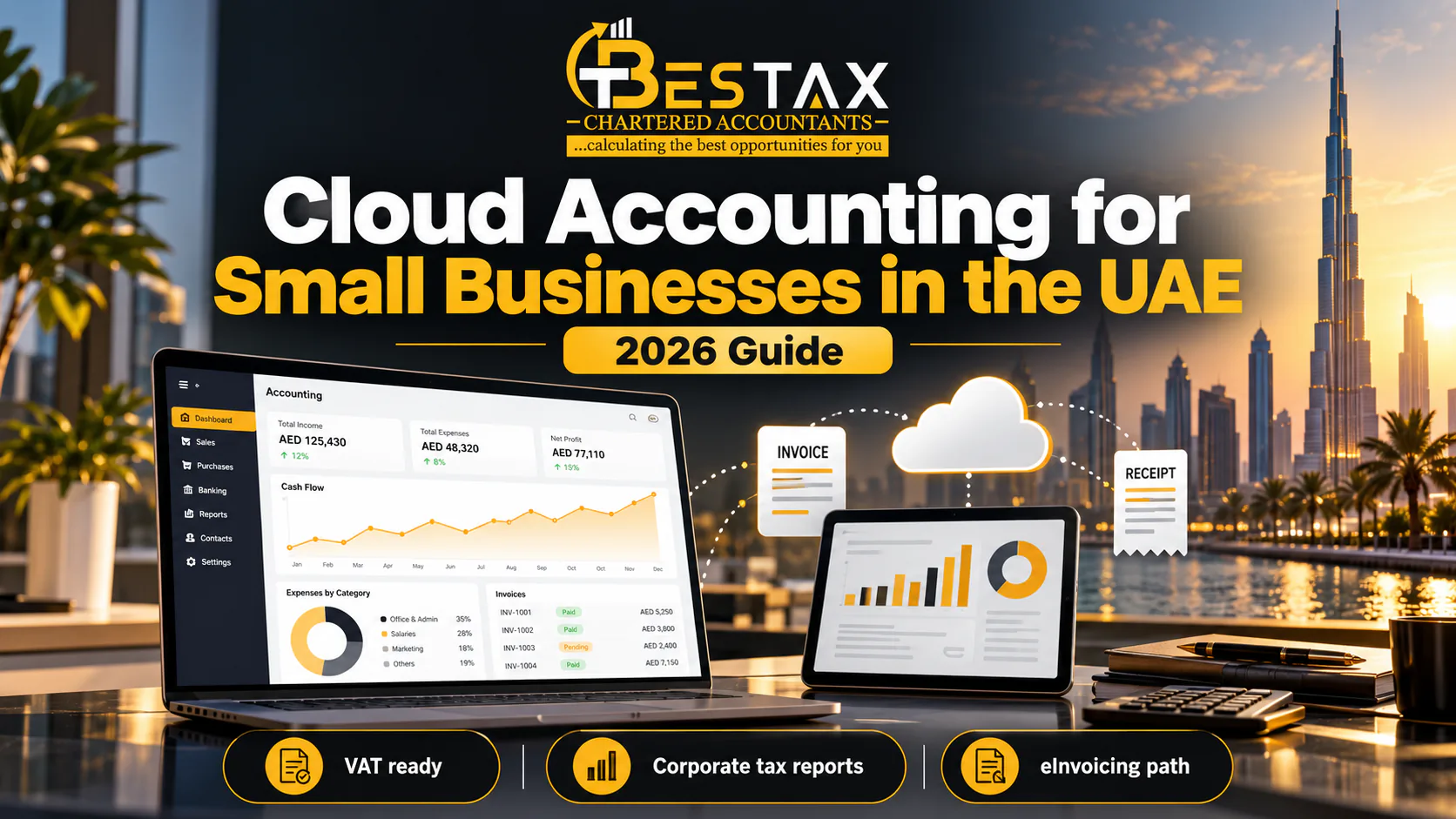 Cloud accounting for small businesses in the UAE, 2026 guide: online accounting software that is VAT ready, produces corporate tax reports and gives a path to eInvoicing