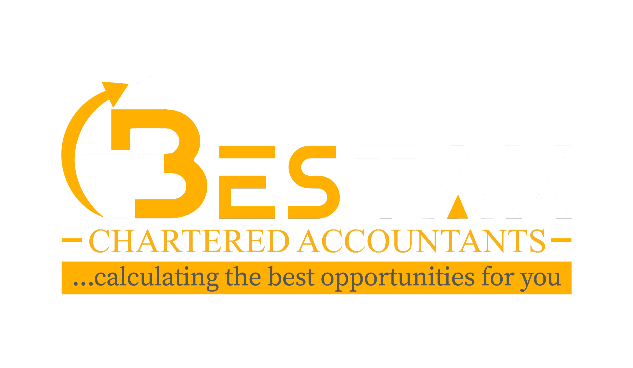 Logo — white: the Bestax Chartered Accountants mark shown on a dark background