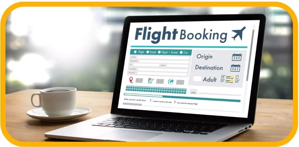 online flight booking form opened on laptop