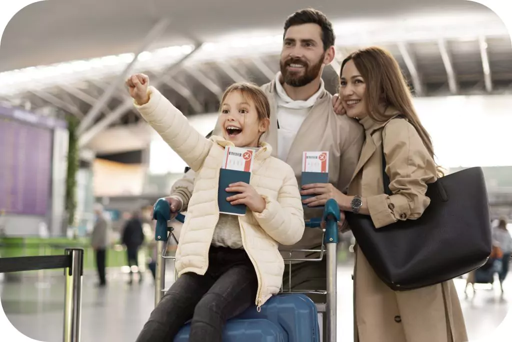 happy family with passwords in hand