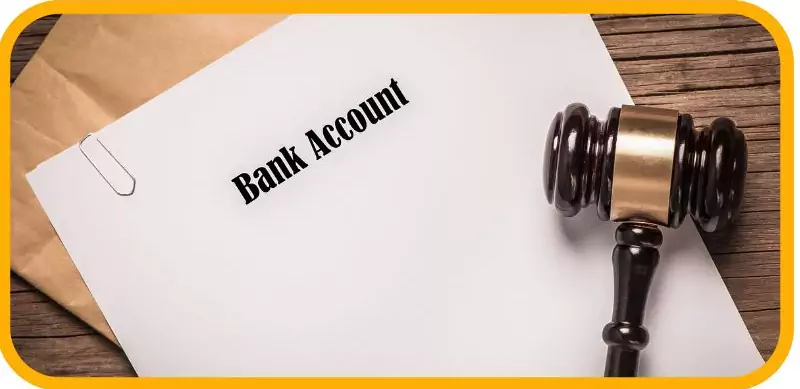 How to Start a Food Truck Business in Dubai in 2025 6 A legal document labeled "Bank Account" with a judge's gavel on top