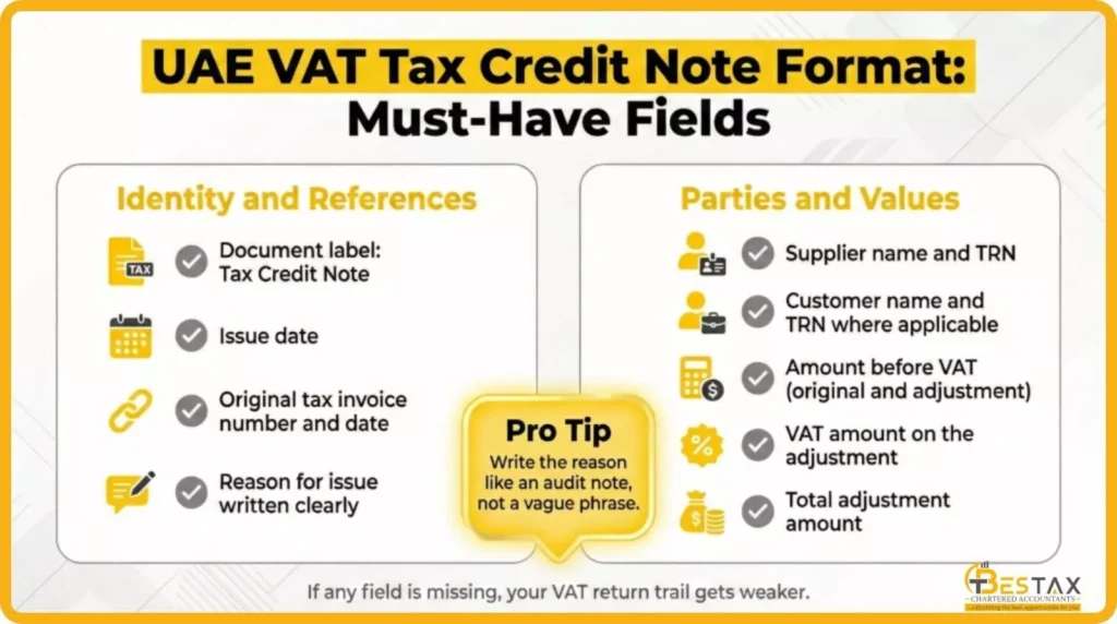 Format of a UAE Tax Credit Note Under VAT