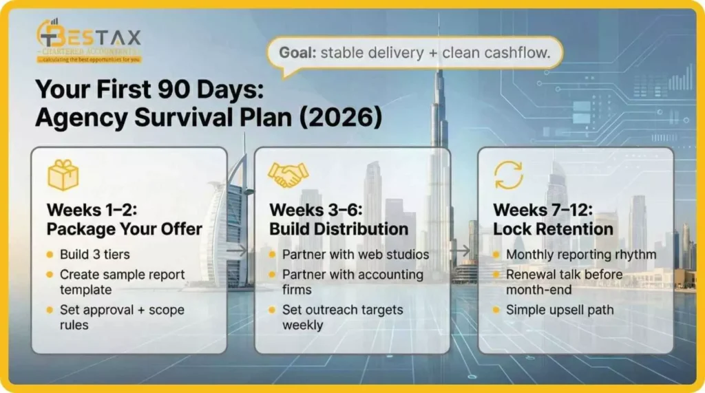 How to Start a Digital Marketing Agency in Dubai in 2026 3 Your First 90 Days agency survival plan