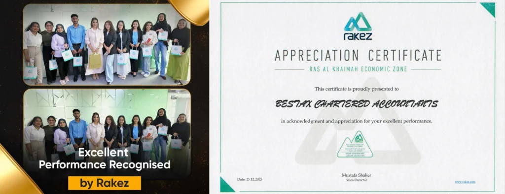 Bestax Chartererd Accountants wins Excellent Performance Recognized by RAKEZ